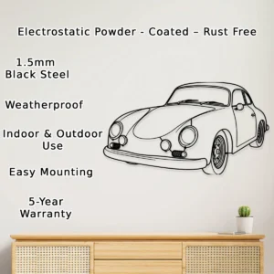 1960 Porsche 356B Metal Wall Art, Classic Sports Car Decor, Garage Man Cave Sign, Vintage Auto Gift
