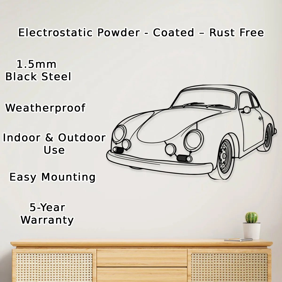 Automotive themed metal wall decor 1960 Porsche 356B