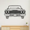 Black metal outline of a 1963 Chevrolet Impala front view wall art.