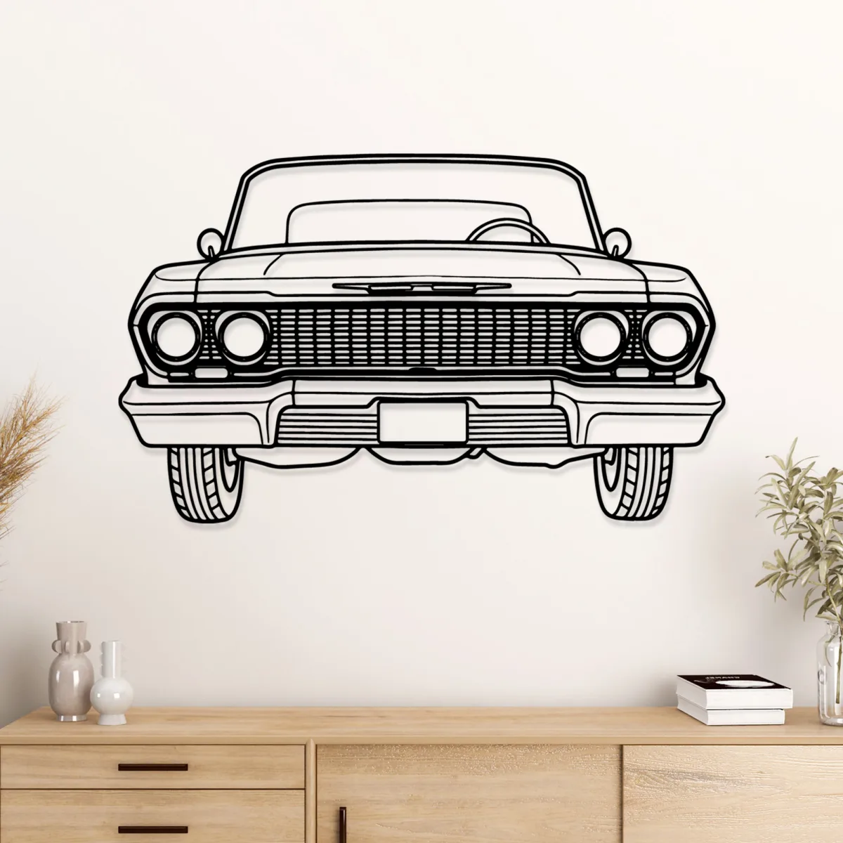 1963 Chevrolet Impala Metal Decor Legendary Muscle Car Art Garage Wall Hanging Auto Fan Gift Fabia Home Detailed laser cut 1963 Impala classic car silhouette for garage decor
