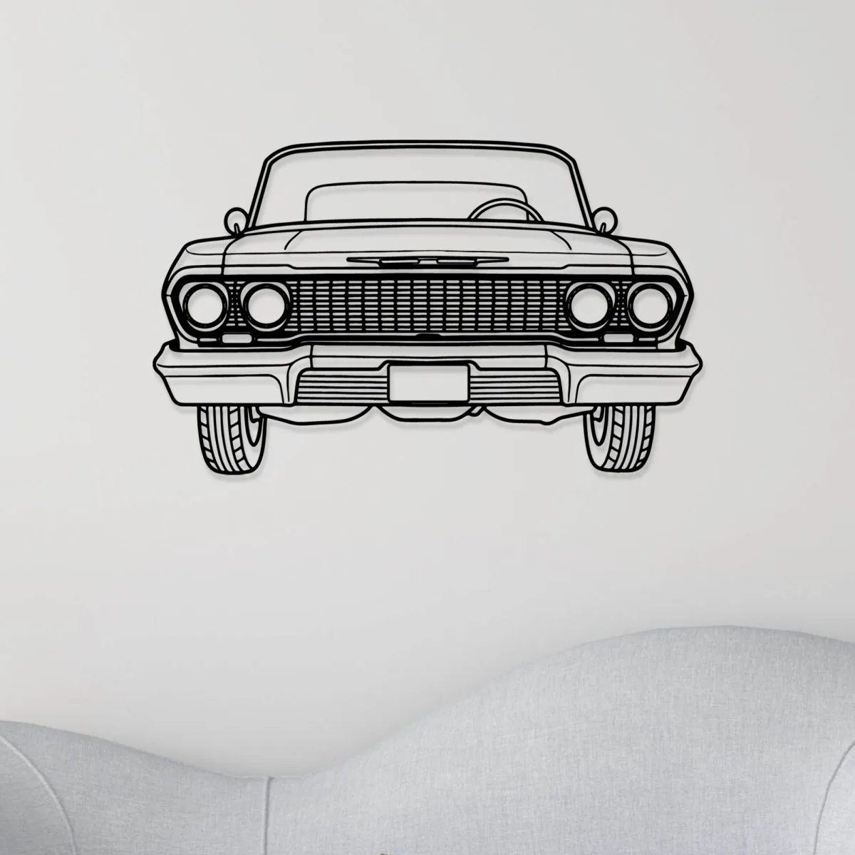 1963 Chevrolet Impala Metal Decor Legendary Muscle Car Art Garage Wall Hanging Auto Fan Gift Fabia Home Automotive themed metal wall decor featuring a 1963 Chevy Impala