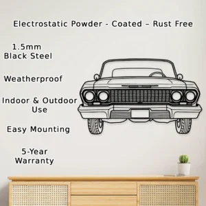 1963 Chevrolet Impala Metal Decor, Legendary Muscle Car Art, Garage Wall Hanging, Auto Fan Gift