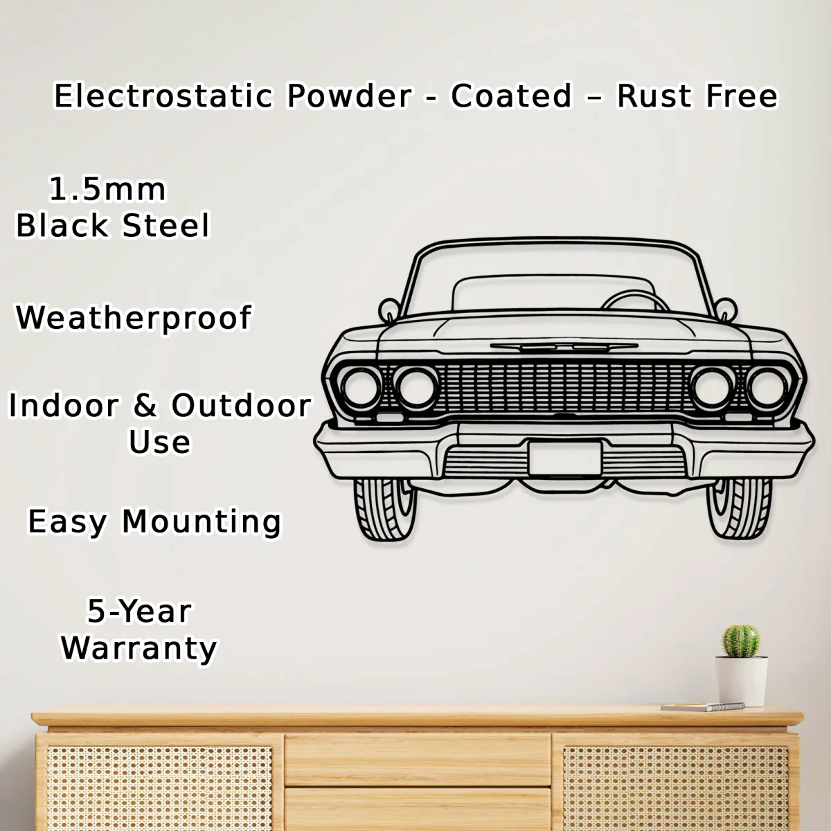 1963 Chevrolet Impala Metal Decor Legendary Muscle Car Art Garage Wall Hanging Auto Fan Gift Fabia Home Modern minimalist 1963 Impala metal wall sculpture with shadow effect