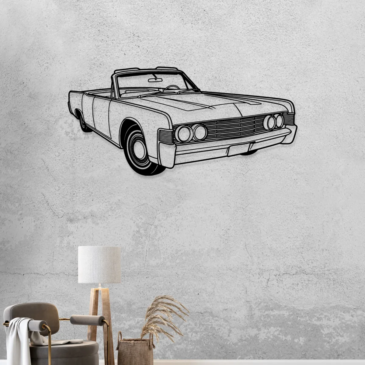 1965 Lincoln Continental Metal Wall Art Classic Car Silhouette Vintage Auto Decor Car Lover Gift Fabia Home Side profile of the vintage 1965 Lincoln Continental metal sign for a garage