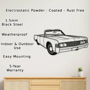 1965 Lincoln Continental Metal Wall Art, Classic Car Silhouette, Vintage Auto Decor, Car Lover Gift