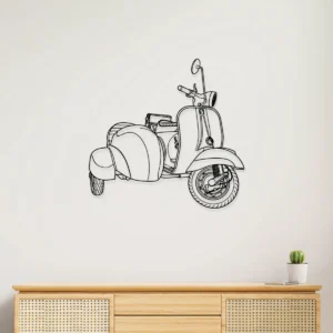 1965 Vespa 150 Super Metal Art, Iconic Scooter with Sidecar, Retro Garage Decor, Vintage Rider Gift