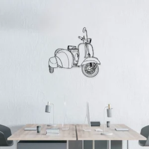 1965 Vespa 150 Super Metal Art, Iconic Scooter with Sidecar, Retro Garage Decor, Vintage Rider Gift