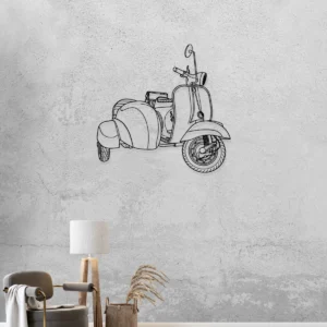 1965 Vespa 150 Super Metal Art, Iconic Scooter with Sidecar, Retro Garage Decor, Vintage Rider Gift