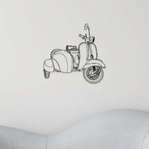 1965 Vespa 150 Super Metal Art, Iconic Scooter with Sidecar, Retro Garage Decor, Vintage Rider Gift