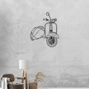 1965 Vespa 150 Super Metal Sign, Vintage Scooter with Sidecar, Italian Garage Art, Classic Rider Gift