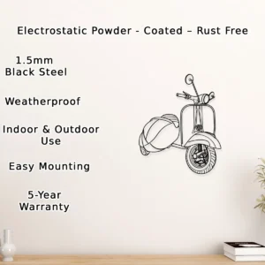 1965 Vespa 150 Super Metal Sign, Vintage Scooter with Sidecar, Italian Garage Art, Classic Rider Gift