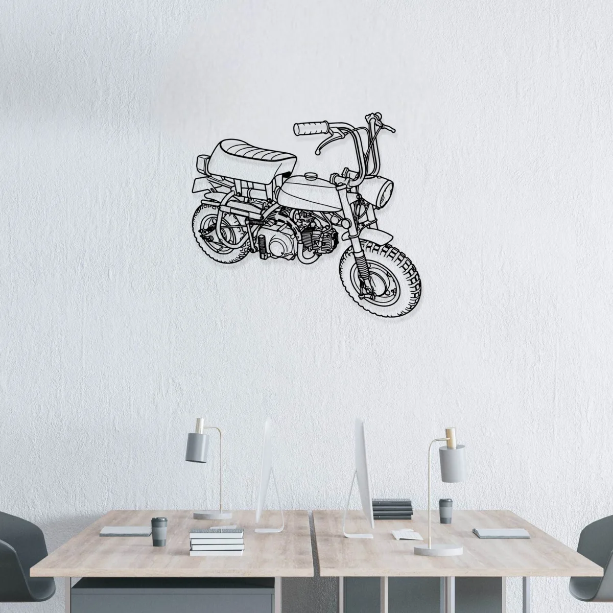 Laser cut metal art of a classic 1969 Honda Mini Trail bike