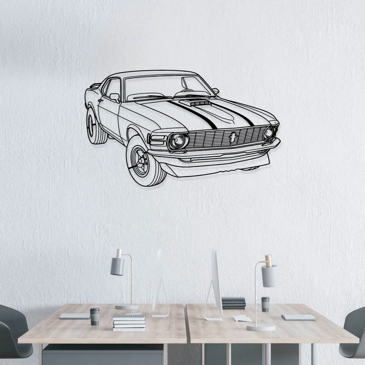 1970 Ford Mustang Metal Art Classic Muscle Car Decor Garage Man Cave Sign Retro Auto Gift Fabia Home Side view detail of the classic 1970 Ford Mustang silhouette wall decor