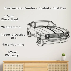 1970 Ford Mustang Metal Art, Classic Muscle Car Decor, Garage Man Cave Sign, Retro Auto Gift