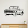 Black metal silhouette of a 1971 Chevrolet C10 Cheyenne Super Pickup truck wall art.