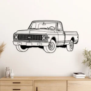 1971 Chevrolet C10 Metal Wall Art, Classic Pickup Silhouette Decor, Vintage Garage Sign, Truck Lover Gift