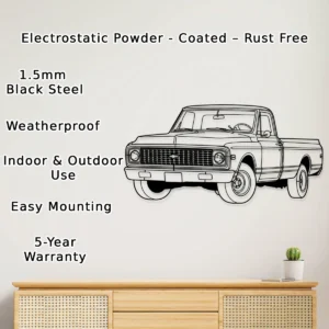 1971 Chevrolet C10 Metal Wall Art, Classic Pickup Silhouette Decor, Vintage Garage Sign, Truck Lover Gift