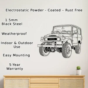 1977 Toyota Land Cruiser Metal Art, Classic Off-Road Silhouette, Garage Wall Decor, Adventure Enthusiast Gift