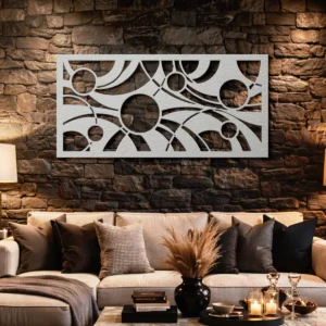 Abstract Geometric Sun Pattern Metal Wall Art, Oversized Rustic Modern Decor, Optional RGB LED, Housewarming Gift