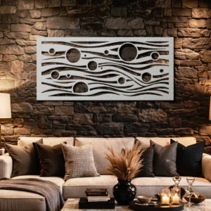 Abstract Sun and Waves Metal Wall Art, Oversized Rustic Ocean Decor, Optional RGB LED, Modern Home Gift