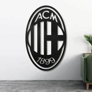 AC Milan Metal Logo Sign, Serie A Football Club Art, LED Game Room Decor, Soccer Fan Gift