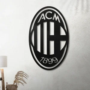 AC Milan Metal Logo Sign, Serie A Football Club Art, LED Game Room Decor, Soccer Fan Gift