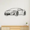 Black metal Acura NSX silhouette wall art for garage decor