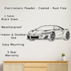 Acura NSX Metal Wall Art, Iconic Sports Car Decor, Garage Man Cave Sign, Auto Enthusiast Gift