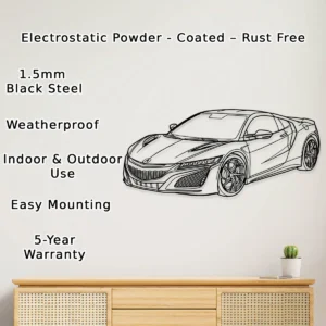 Acura NSX Metal Wall Art, Iconic Supercar Silhouette, Optional LED Garage Sign, Car Enthusiast Gift