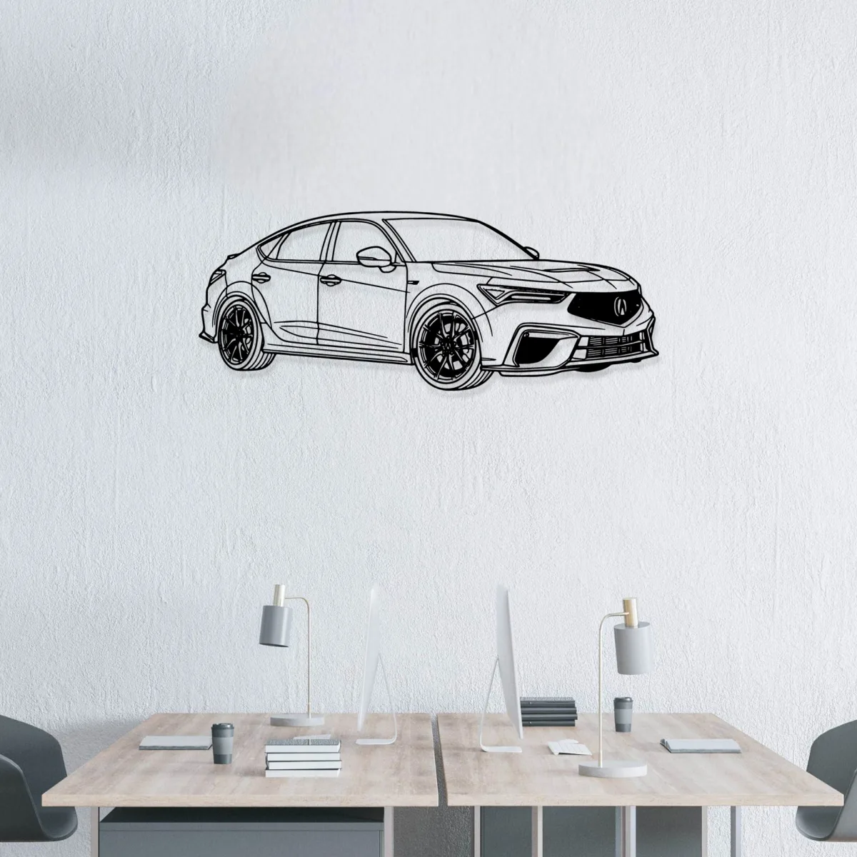 Automotive themed metal art featuring the Acura TLX Type S sedan