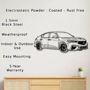 Acura TLX Type S Metal Art, Dynamic Sedan Silhouette, Optional LED Garage Decor, Performance Driver Gift