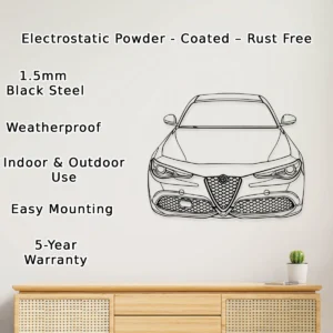 Alfa Romeo Giulia Metal Art, Iconic Italian Sedan Decor, Modern Garage Sign, Car Enthusiast Gift
