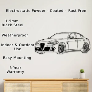 Alfa Romeo Giulia Quadrifoglio Metal Wall Art, Iconic Italian Sedan Decor, Luxury Garage Sign, Car Enthusiast Gift