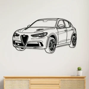 Black metal Alfa Romeo Stelvio Quadrifoglio 2 wall art.