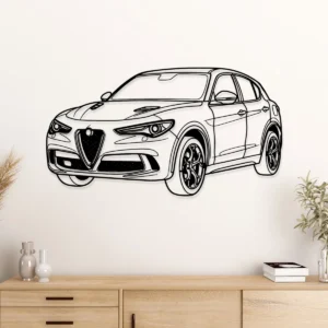Alfa Romeo Stelvio Quadrifoglio 2 Metal Art, Sleek SUV Outline, Automotive Garage Decor, Driver's Gift