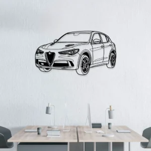 Alfa Romeo Stelvio Quadrifoglio 2 Metal Art, Sleek SUV Outline, Automotive Garage Decor, Driver's Gift