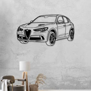 Alfa Romeo Stelvio Quadrifoglio 2 Metal Art, Sleek SUV Outline, Automotive Garage Decor, Driver's Gift