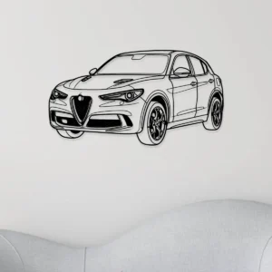 Alfa Romeo Stelvio Quadrifoglio 2 Metal Art, Sleek SUV Outline, Automotive Garage Decor, Driver's Gift
