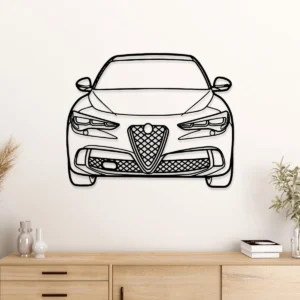 Alfa Romeo Stelvio Quadrifoglio Front Metal Art, Dynamic SUV Outline, Premium Garage Decor, Car Lover Gift