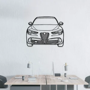 Alfa Romeo Stelvio Quadrifoglio Front Metal Art, Dynamic SUV Outline, Premium Garage Decor, Car Lover Gift