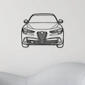 Alfa Romeo Stelvio Quadrifoglio Front Metal Art, Dynamic SUV Outline, Premium Garage Decor, Car Lover Gift