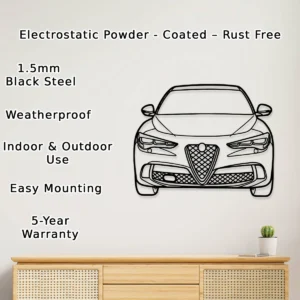 Alfa Romeo Stelvio Quadrifoglio Front Metal Art, Dynamic SUV Outline, Premium Garage Decor, Car Lover Gift