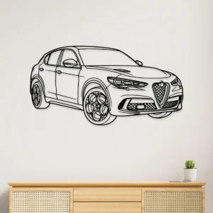 Black metal Alfa Romeo Stelvio Quadrifoglio silhouette wall art