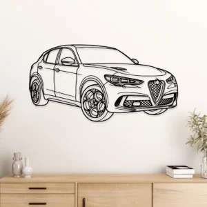 Alfa Romeo Stelvio Quadrifoglio Metal Art, Dynamic SUV Silhouette, Luxury Garage Decor, Car Enthusiast Gift
