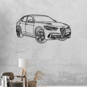 Alfa Romeo Stelvio Quadrifoglio Metal Art, Dynamic SUV Silhouette, Luxury Garage Decor, Car Enthusiast Gift