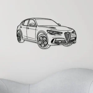 Alfa Romeo Stelvio Quadrifoglio Metal Art, Dynamic SUV Silhouette, Luxury Garage Decor, Car Enthusiast Gift