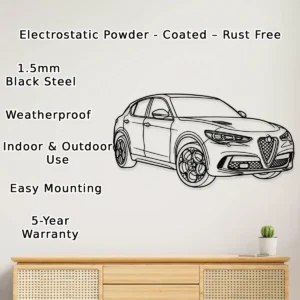 Alfa Romeo Stelvio Quadrifoglio Metal Art, Dynamic SUV Silhouette, Luxury Garage Decor, Car Enthusiast Gift