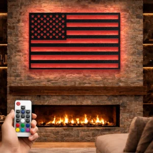 American Flag Metal Wall Art, Oversized Rustic Patriotic Decor, Optional RGB LED, Veteran and Patriot Gift