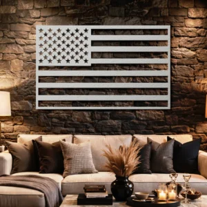 American Flag Metal Wall Art, Oversized Rustic Patriotic Decor, Optional RGB LED, Veteran and Patriot Gift