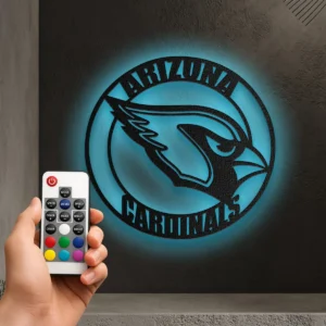 Arizona Cardinals Metal Logo Decor, Dynamic NFL Wall Art, Optional LED Game Room Light, Gridiron Fan Gift